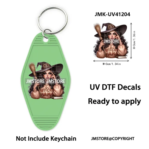 Scary Movie Character Bad Mama Boo Mom UV DTF Motel Keychain Wraps Ready To Apply Waterproof High Quality Hotel Keychain Decals