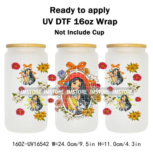 Magical Mirror Princess Coquette Bow 16OZ UV DTF Cup Wraps Ready To Apply Waterproof Transfer Stickers For Libbey Glass Can Mugs