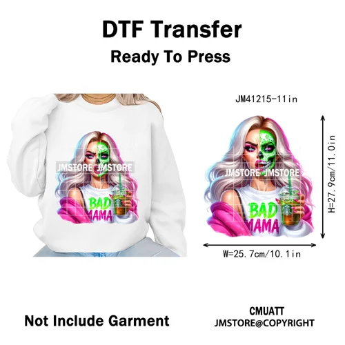 Creepy Killer Mama Club Halloween Spooky Vibes Horror Mom Iron on Washable DTF Transfer Stickers Ready to Press for T-shirts Bag