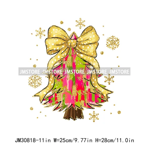 Merry Christmas Coquette Santa Candy Cane Tree Winter Holiday Basics Decals Iron On DTF Transfer Stickers Heat Press For Clothes