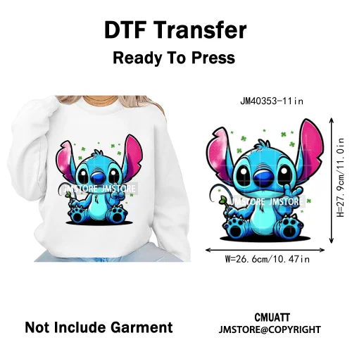 Trendy Cartoon Animal Characters Lover Cold Peel Logos Iron on DTF Washable Transfers Stickers Ready to Press for Hoodies Bags