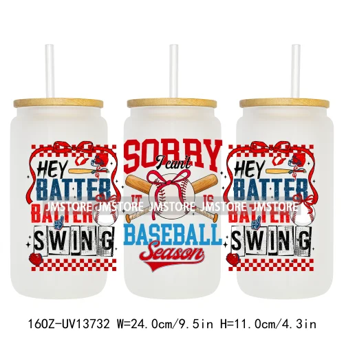 Coquette Baseball Mama Game Day 16OZ UV DTF Cup Wraps Ready To Apply Waterproof Transfer Stickers For Libbey Glass Can Tumbler