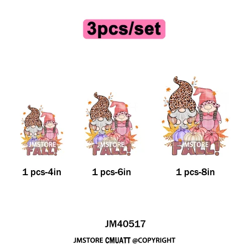 Pink Happy Fall Season Harvest Blessings Pumpkin Autumn Vibes Iron on DTF Washable Transfers Stickers Ready to Press for Hoodies