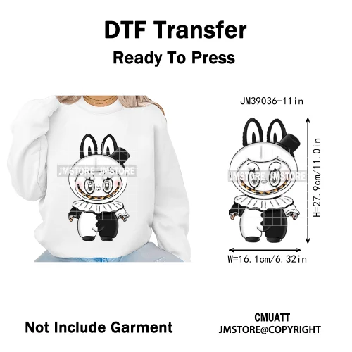 Horror Movie Character Cartoon Dolls Halloween Printing Iron on DTF Washable Transfers Stickers Ready to Press for Clothes Bags