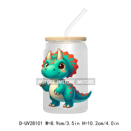 Cute Baby Dinosaur Kids Gift UV DTF Transfer Stickers Decals For Libbey Cold Cups Mugs Tumbler Waterproof Craft Cartoon Animals