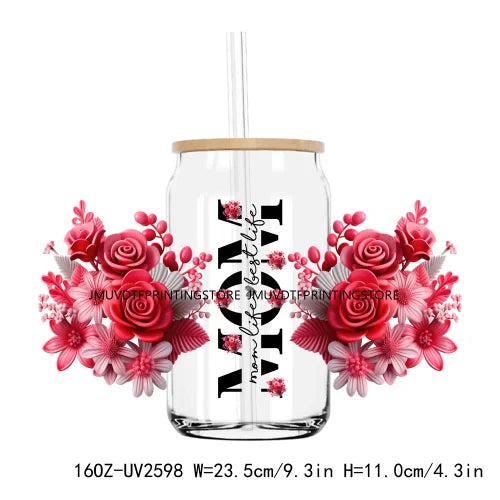 Thankful Mama With Sunflowers 16OZ UV DTF Cup Wrap Transfers Stickers Custom Labels DIY Waterproof Logo For Libbey Glass Can