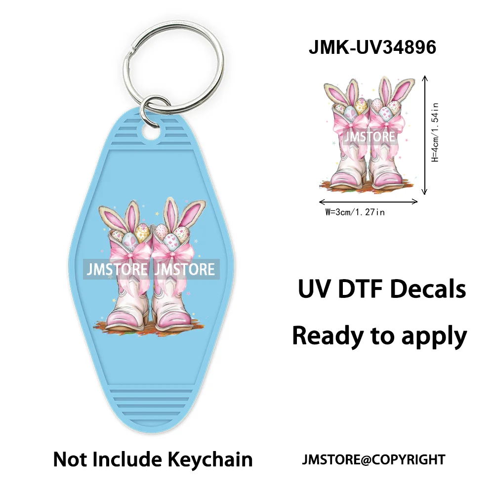 He is Risen Spring Easter Bunny Eggs Custom Logo WaterProof UV DTF Stickers For Motel Hotel Keychain Christian Easter Coquette