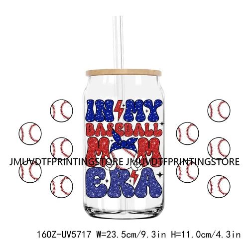 Sport In My Mom Era 16OZ UV DTF Cup Wrap Transfers Stickers Softball Custom Labels Durable Waterproof Logo For Libbey Glass Can