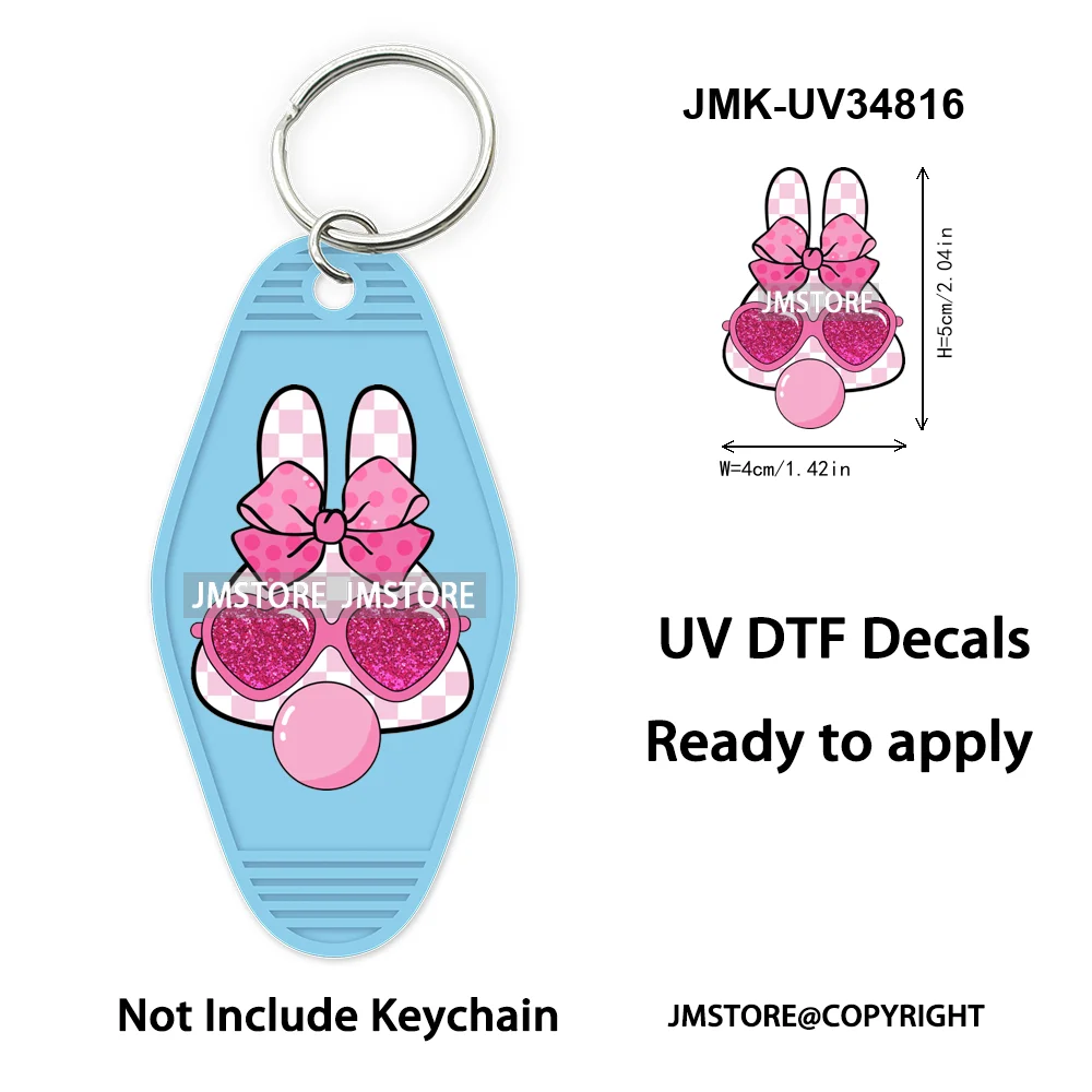 Cotton Tail Coffee Club Coquette Easter Bunny Eggs Trendy Easter Religious WaterProof UV DTF Sticker For Motel Hotel Keychain