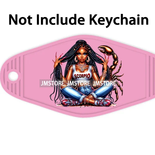 Melanin Afro Girl Zodiac High Quality WaterProof UV DTF Sticker For Motel Hotel Keychain Black African American Women Horoscope