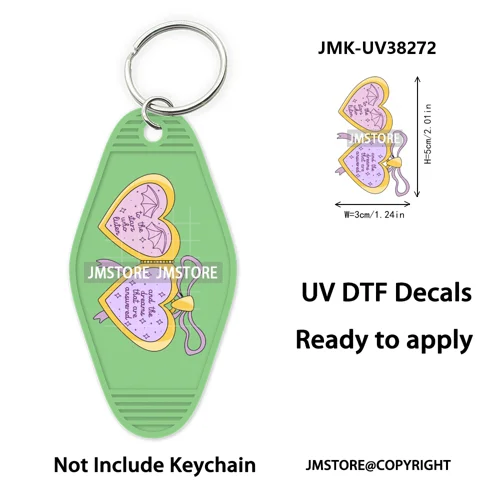 Bookish Journal Coquette Bow Flowers Heart UV DTF Motel Keychain Decal Ready To Ship Transfer Stickers Prints For Hotel Keychain