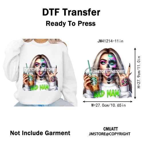 Creepy Killer Mama Club Halloween Spooky Vibes Horror Mom Iron on Washable DTF Transfer Stickers Ready to Press for T-shirts Bag