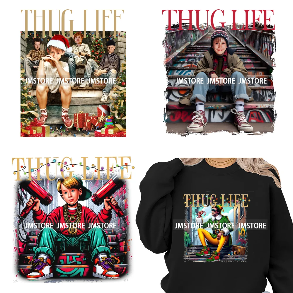 Thug Life Cartoon Movie Xmas Friends Christmas Thief Iron on Washable DTF Transfers Stickers Ready to Press for T-shirts Bags