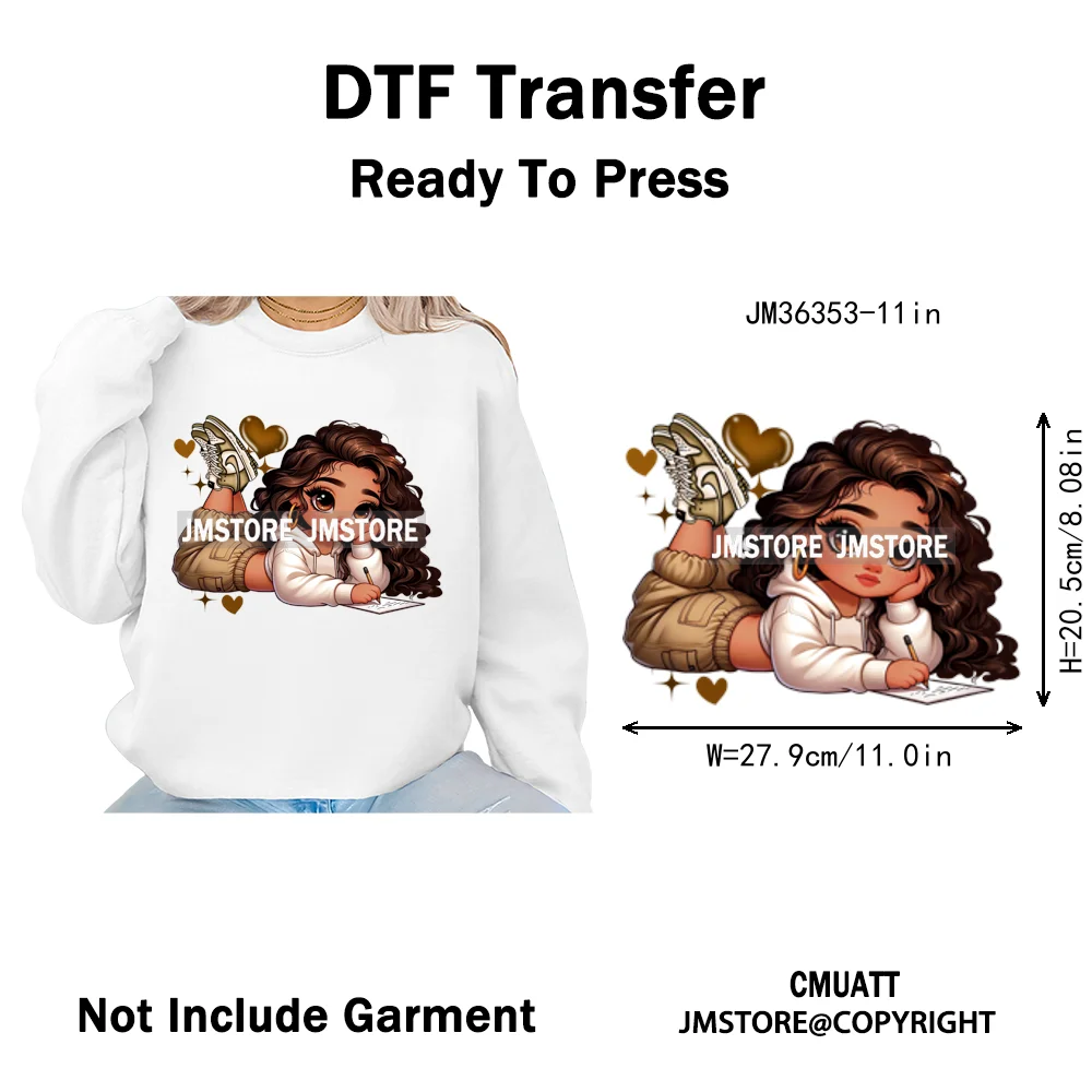 Fashion School Princess Cartoon Girls Learning Love Designs Iron on DTF Thermal Transfers Stickers Ready to Press for Clothing