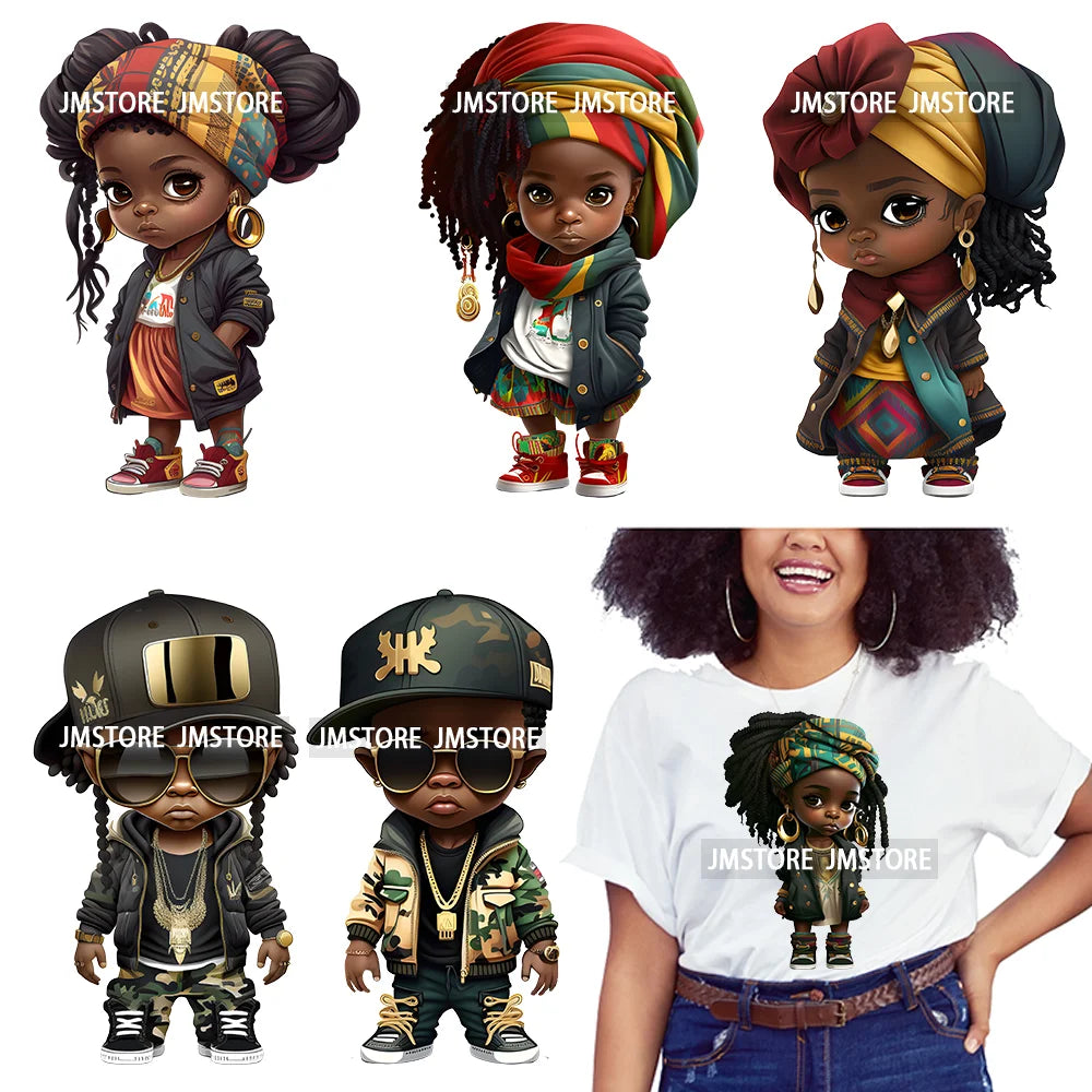 Fashion Kente Headwrap Turban Women Prints Camo Cool Black Hip Hop Boy Iron On DTF Transfers Stickers Ready To Press For Clothes