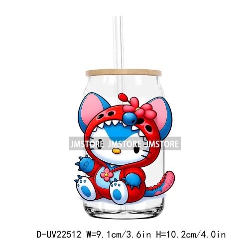 High Quality Costume Cartoon Blue Cat UV DTF Transfers Stickers Decals For Libbey Cold Cups Mugs Tumbler Waterproof DIY Craft