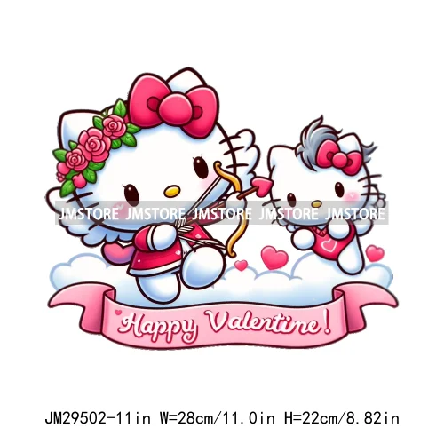 Happy Valentine's Day Cartoon Character Mouse Animal Cupid Love Heart DTF Iron On Transfers Stickers Ready To Press For T-shirts