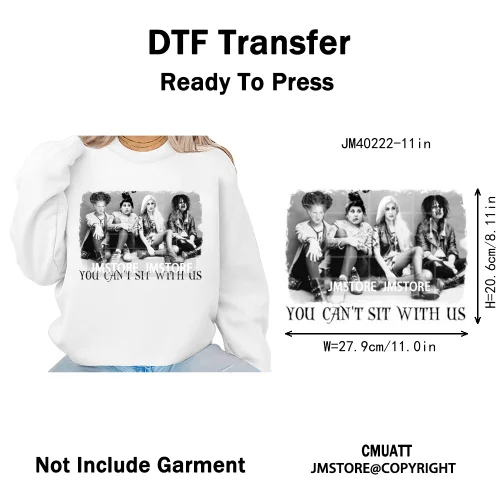 Horror Halloween Movie Witches Social Club Thug Life Coquette Iron on DTF Washable Transfers Stickers Ready to Press for Textile