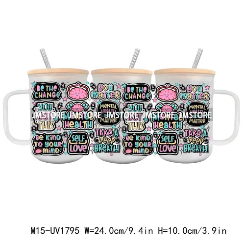 90's Baby UV DTF Sticker For 15OZ Mug Libbey Glass Cup Can Wrap Transfer Stickers Custom Labels DIY Logo Daily Affirmations Girl