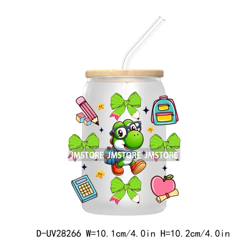 Coquette Bow Back To School Teacher UV DTF Transfer Stickers Decals For Libbey Cold Cups Mug Tumbler Waterproof Cartoon Princess