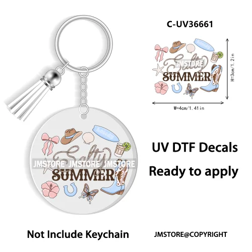 Trendy Bookish Inspirational Quotes UV DTF Decal Round Keychain Ready To Apply WaterProof Transfer Stickers For Circle Keychain