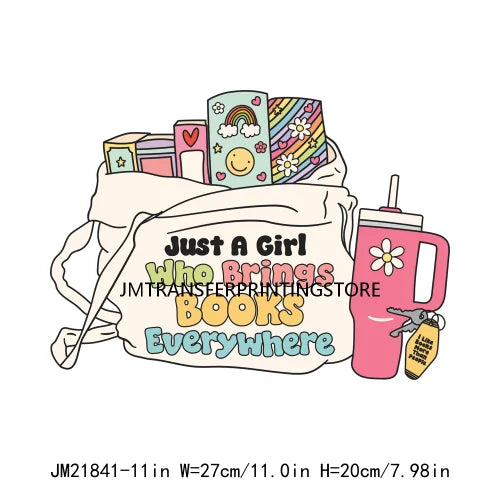 Caffeinated Medicated Positive Quotes Believe In Yourself Affrimation Vibes Book Girl Iron On DTF Transfer Stickers For Clothing