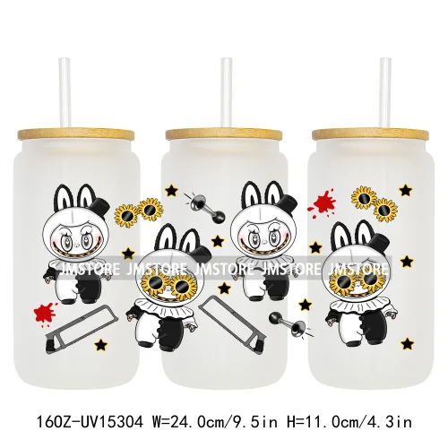 Coquette Bow Kids Cartoon Doll Characters UV DTF Cup Wraps Ready To Apply Waterproof Transfer Stickers For 16OZ Libbey Glass Can