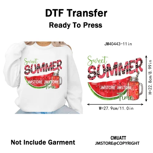 Hello Summer Vibes Watermelon Strawberry Fruit Festival Lover Coquette Iron on DTF Transfers Sticker Ready to Press for T-shirts