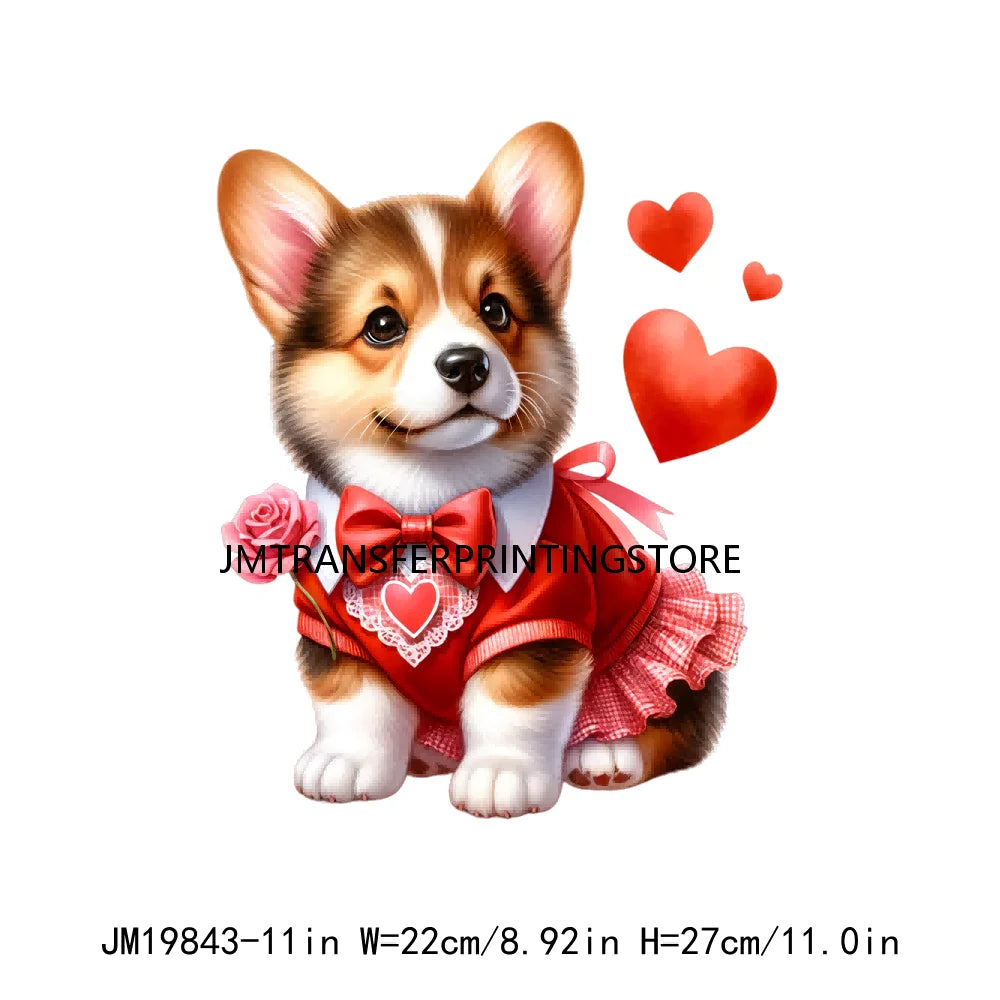 My Cute Love Dog Valentines Iron On Stickers DTF Transfers Ready To Press For Garment