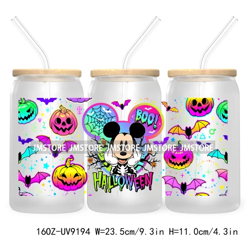 Boo Halloween Cartoon 16OZ UV DTF Cup Wrap Transfer Stickers Custom Labels Durable Waterproof For Libbey Glass Can Fall Pumpkin