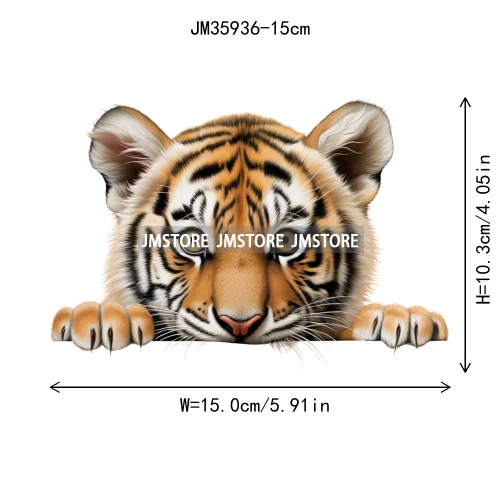 15cm 5.9in Kids Hide-and-seek Animal Iron On Heat Transfer Sticker For Clothes Vinyl Thermal Appliques Washable T-Shirt Decal