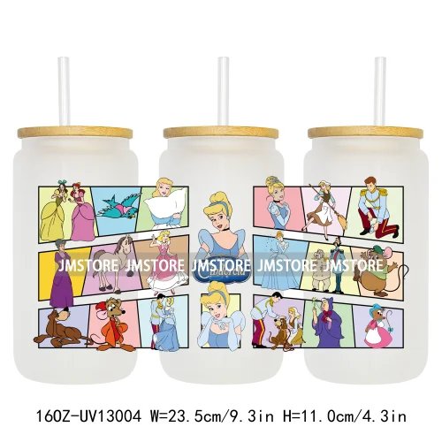 Best Friends Princess Movie Themed 16OZ UV DTF Cup Wraps Ready To Apply Waterproof Transfer Sticker For Libbey Glass Can Tumbler