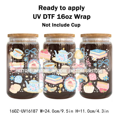 Preppy Lemon Summer Girly Beach Bookish UV DTF Wraps Transfer Sticker Custom Waterproof Logo For 16OZ Libbey Glass Can Tumbler