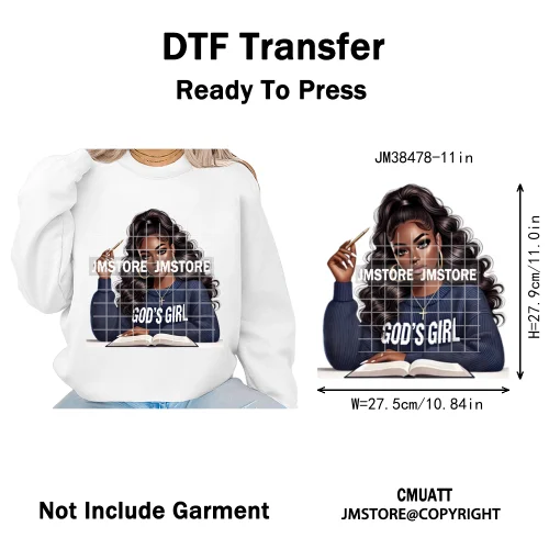 Motivational African Girls Melanin Queen Hope Faith Self Love Printing Iron on DTF Transfer Stickers Ready to Press for Clothing