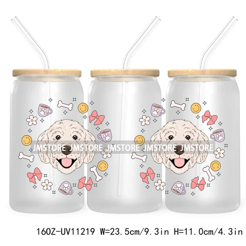 Dog Mom Mama 16OZ UV DTF Cup Wrap Transfer Stickers Custom Labels Durable Waterproof Logo For Libbey Glass Can Seamless Dog Paw