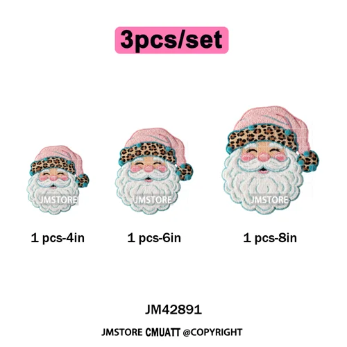 Preppy Faux Yarn Santa Tree Reindeer Cow Christmas Season Iron on DTF Washable Transfers Stickers Ready to Press for Clothing