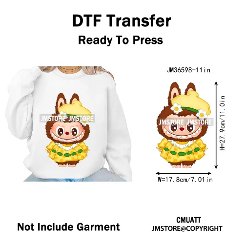 New Coquette Cartoon Monster Friends Costume Girly Kids Love Iron On DTF Transfer Stickers Designs Ready To Press for Clothing
