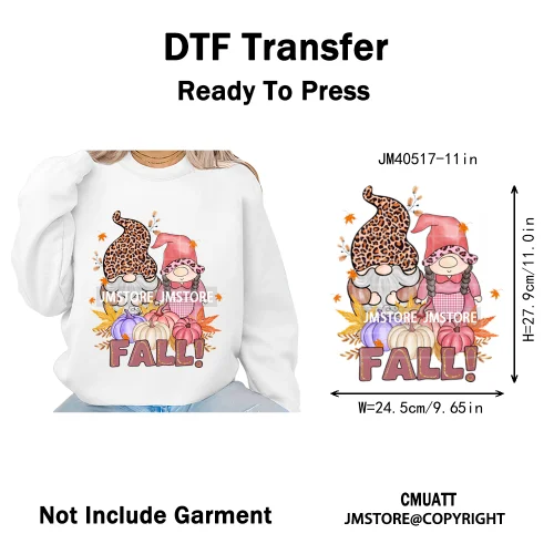 Pink Happy Fall Season Harvest Blessings Pumpkin Autumn Vibes Iron on DTF Washable Transfers Stickers Ready to Press for Hoodies