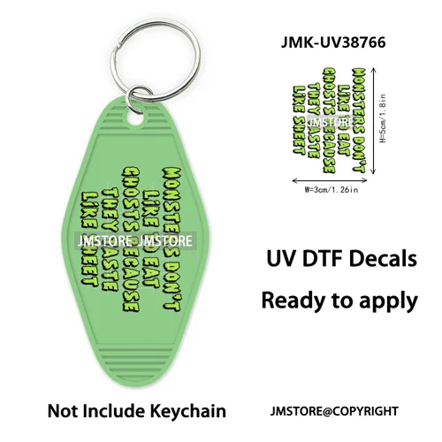 Funny Halloween Skull Skeleton Ghosts UV DTF Motel Keychain Wraps Ready To Apply Waterproof High Quality Hotel Keychain Decals