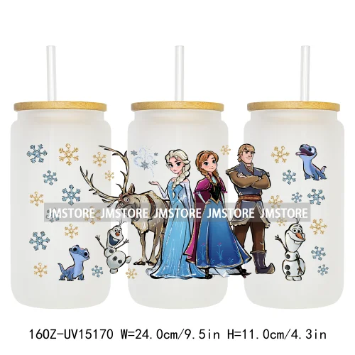 Cartoon Princess Coquette Mermaid 16OZ UV DTF Cup Wraps Ready To Apply Waterproof Transfer Stickers For Libbey Glass Can Tumbler