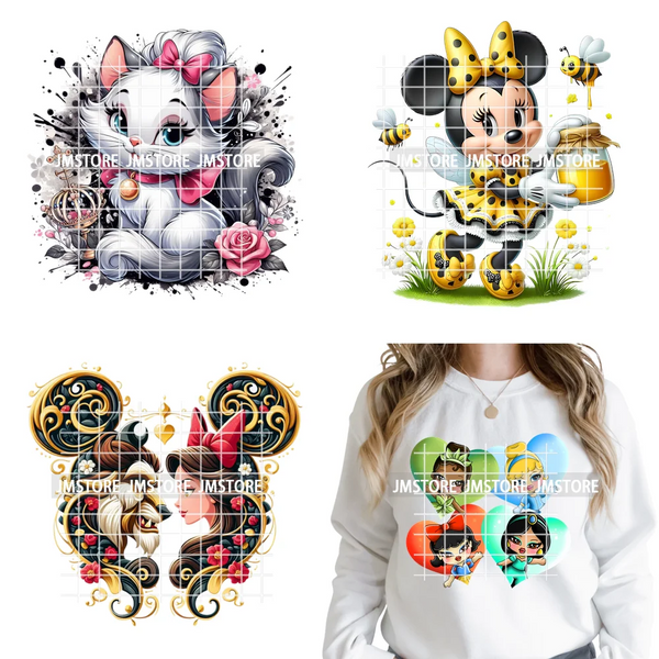 Trendy Flower Cat Bee Animal Lover Cute Princess Designs Iron on DTF Washable Transfers Stickers Ready to Press for T-shirts