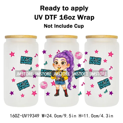 Demon Hunters Kpop Cup Noodle UV DTF Cup Wrap Ready To Apply Transfer Stickers Durable 16OZ Tumbler Wraps For Libbey Glass Can