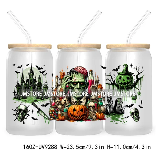 Scary Movies Halloween 16OZ UV DTF Cup Wrap Transfer Stickers Custom Labels Waterproof Logo For Libbey Glass Can Spooky Season