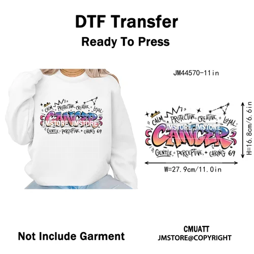 Zodiac Signs Graffiti Astrology Horoscopes Constellation  Iron on Washable DTF Transfer Sticker Ready to Press for T-shirts Bags