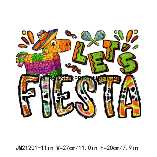 Let's Fiesta Love Mexico Cinco De Mayo La Mama Chingona Design Decals Mamacita Pinata Gnomizes DTF Transfer Stickers For T-shirt