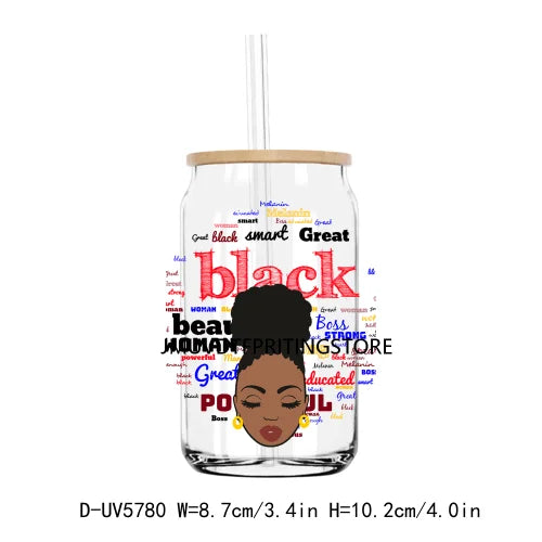 Hustle African American Women Man UV DTF Transfer Stickers Decal For Libbey Cold Cups Mug Tumbler Waterproof DIY Logo Black Lady