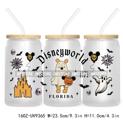 Halloween Mouse And Friends UV DTF Sticker For 16OZ Libbey Glass Cup Can Wrap Transfer Stickers Custom Labels Logo Spooky Vibes