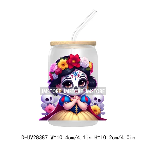 Mexican Little Princess UV DTF Transfer Stickers Decals For Libbey Cold Cups Mugs Tumbler Waterproof Craft Day of the Dead Girls