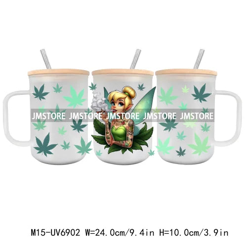 Cartoon Blue Koala Smoking UV DTF Glass Can Wrap For 15OZ Mug Glass Cup Transfer Stickers DIY Custom Logo Labels Mouse Couple