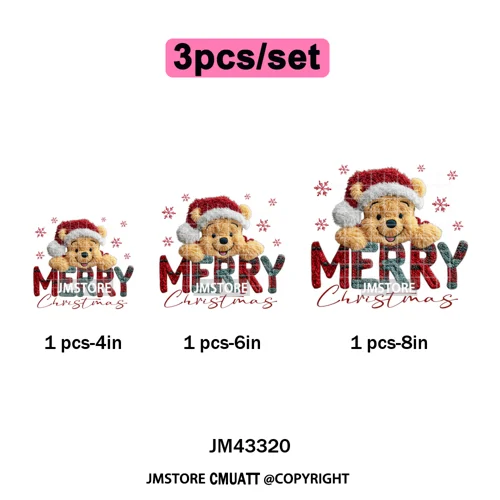 Latch Hook Faux Yarn Cartoon Movie Friends Merry Christmas Iron on Washable DTF Transfers Stickers Ready to Press for Textiles